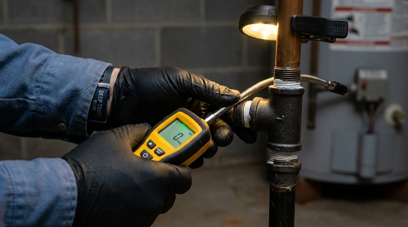 Gas leak detection with electronic sniffer by Johns Plumbing LLC in Chester