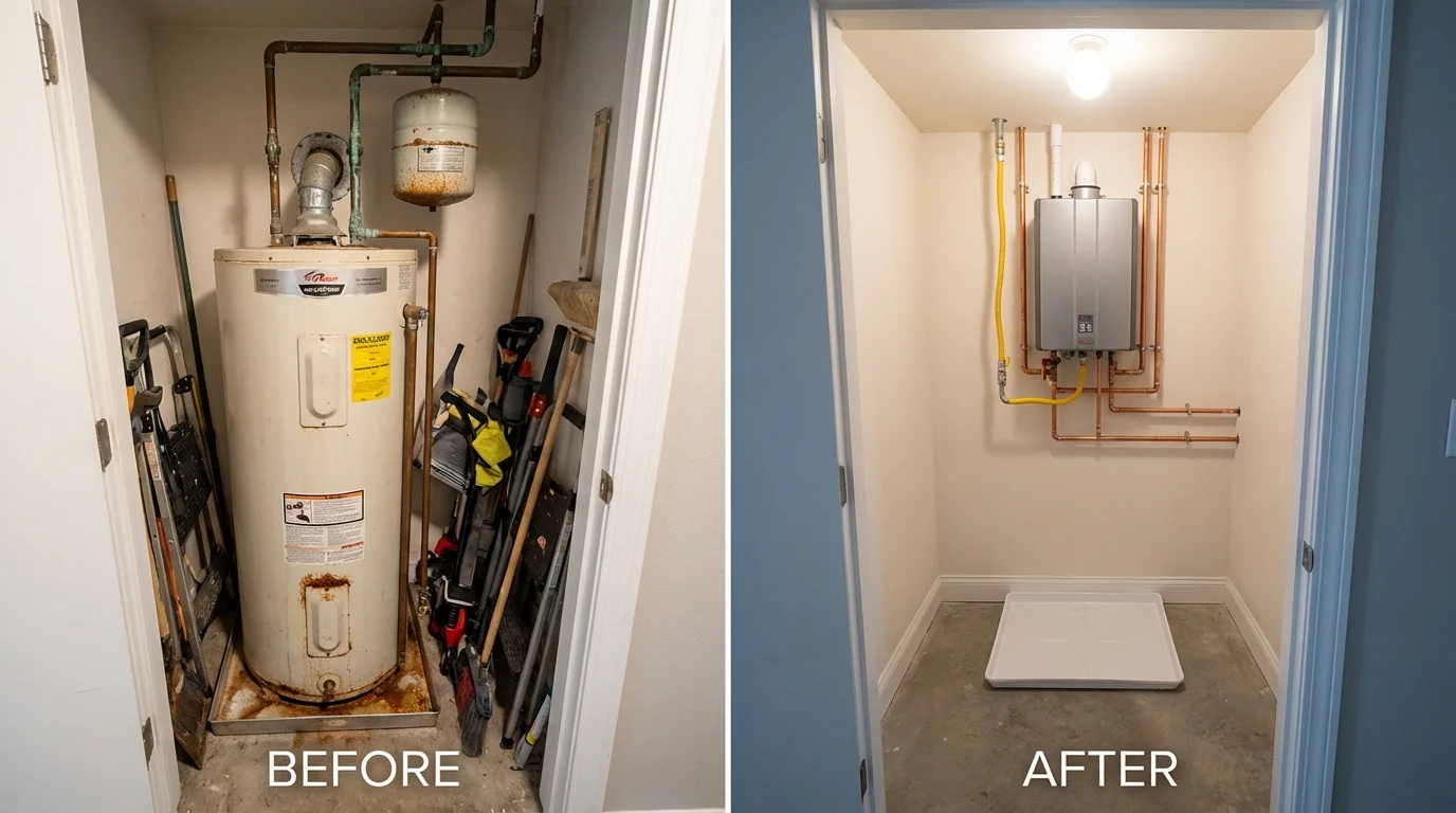 Tank water heater versus wall-mounted tankless unit comparison for Chester, CA homeowners